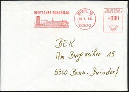 5300 BONN 12/ DEUTSCHER BUNDESTAG 1983 (9.3.) AFS = Hauspostamt Bundestag (Abb.: "Langer Eugen" U. Bundestag) Rs. Abs.-V - Altri & Non Classificati