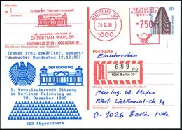 BERLIN 1990 (20.12.) Amtl. P 40 Pf. Chilehaus + Zudruck: 1. Konstituierende Sitzung Im Berliner Reichstag (Reichstag, Pl - Altri & Non Classificati