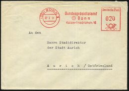 (22c) BONN 1/ Bundespräsidialamt/ (22 C) Bonn/ Kaiser-Friedrichstr.16 1951 (27.3.) AFS , Rs. Abs.-Vordr., Fern-Dienstbf. - Autres & Non Classés