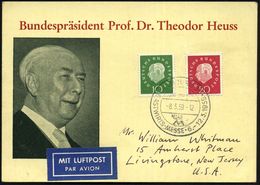 B.R.D. 1959 (8.3.) 10 U. 20 Pf. Heuss III , Sonderkarte: Bundespräs. Prof. Dt. Th. Heuss (Mi.303/04) + SSt.: HAMBURG 36/ - Altri & Non Classificati