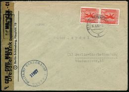 BERLIN-SCHÖNEBERG 1/ S 1946 (16.3.) 2K-Steg Auf 8 Pf. Bär, Paar + US.-Zensurstreifen + 1K: MILITARY CENSORSHIP/ 11937/ C - Andere & Zonder Classificatie