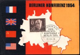 (1) BERLIN W 35/ VIER-/ MÄCHTE-/ *KONFERENZ* 1954 (25.1.) SSt Auf EF 20 Pf. Ernst Reuter (Mi.115 EF, + 15.-EUR) Rs. Klar - Andere & Zonder Classificatie