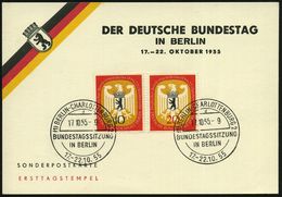 (1) BERLIN-CHARLOTTENBURG 2/ D/ BUNDESTAGSSITZUNG 1955 (17.10.) SSt Auf Kompl. Satz "Bundestag" (Mi.129/30 = Ersttag,+ 2 - Autres & Non Classés