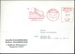 1 BERLIN 61/ GEDENKBIBLIOTHEK.. 1966 (15.3.) AFS = Amerika-Gedenkbibliothek , Orts-Vordr.-Bf. (Dü.E-27 Po) - Wasser- Und - Andere & Zonder Classificatie