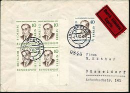 B.R.D. /  BERLIN 1960 (2.5.) Berlin 10 Pf. Ernst Reuter, Bogen-Eckrand-4er-Block Mit Formnr. "1" + Passerkreuz U. 40 Pf. - Altri & Non Classificati