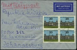 B.R.D. 1964 (23.11.) 20 Pf. Reichstag, Berlin, Reine MeF: 4er-Block , Klar Zentr. Gest. (62 Wiesbaden) Übersee-Flp.-Bf.  - Autres & Non Classés