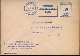 BERLIN W 1/ Regierung Der/ DDR 1955 (4.6.) Blauer AFS = DDR-Dienstfarbe Auf Dienst-Bf.: REGIERUNG DER DDR, Ministerium F - Sonstige & Ohne Zuordnung