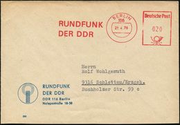 116 BERLIN/ RUNDFUNK/ DER DDR 1976 (27.4.) AFS Postalia Klar Auf Dekorat. Vordr.-Bf.: Sender-Logo (Eich.87 A) - Hund, Wo - Autres & Non Classés