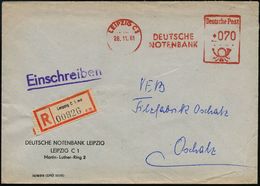 LEIPZIG C1/ DEUTSCHE/ NOTENBANK 1961 (28.11.) AFS 070 Pf. + Selbstbucher-RZ: Leipzig C 1  M D , Firmen-Bf. (kl. Eckrißch - Autres & Non Classés