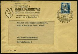 LEIPZIG C1/ IV.PARLAMENT DER FDJ.. 1952 (28.5.) SSt = 2 FDJ-ler (mit Flagge U. FDJ-Wappen) Klar Gest. Firmen-Bf. (Bo.298 - Andere & Zonder Classificatie