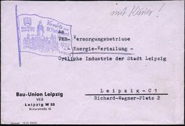 Leipzig 1952 Viol. Propaganda-HdN: FDJ/Bau-Unionb/Leipzig..Vorwärts Zum/IV. Parlament.. (Altes Rathaus, FDJ-Logo) + Hs.  - Sonstige & Ohne Zuordnung