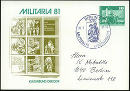 1020 BERLIN 2/ MILITARIA'81.. 1981 (30.1.) SSt = NVA-Soldaten Der 3 Waffen-Gattungen Auf PP 10 Pf. Neptun, Grün: MILITAR - Andere & Zonder Classificatie