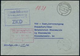 Strausberg/ ZKD/ Nationale Volksarmee.. 1962 (27.9.) Blauer ZKD-Ra.4 (minim. Undeutl.) + 2K: STRAUSBERG 3/b, ZKD-Bf. - H - Andere & Zonder Classificatie