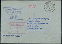 Strausberg/ ZKD/ Nationale Volksarmee.. 1962 (27.9.) Blauer ZKD-Ra.4 (minim. Undeutl.) + 2K: STRAUSBERG 3/b, ZKD-Bf. - H - Other & Unclassified