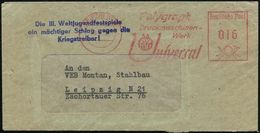 LEIPZIG W 35/ Polygraph/ Druckmaschinenwerk/ VEB/ Universal 1951 (13.6.) AFS (Logo) + Viol. 3L: Die III. Welt-jugendfest - Altri & Non Classificati