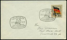 LEIPZIG C1/ 10 JAHRE/ DDR/ TAG DER/ BRIEFMARKE 1959 (25.10.) SSt = Friedenstaube Sitzt Auf Atombombe ,EF 20 Pf. "10 Jahr - Altri & Non Classificati