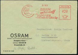 (22a) ESSEN 1/ OSRAM/ Leuchtstoff/ LAMPEN.. 1953 (27.11.) AFS Als Vorausentwertung Auf 2 Pf. NoB, Nachträgl. Entfernt, D - Autres & Non Classés