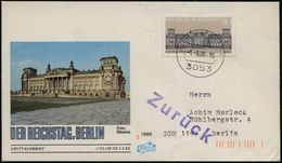 3053 HASTE B WUNSTORF/ A 1986 (1.9.) 1K Auf EF 80 Pf. Reichstag, Nicht Anerkannt + Viol.1L: Zurück = Bln-Johannisthal (H - Altri & Non Classificati