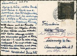 (13b) LANDSHUT (BAY)2 1953 (3.8.) 2-Steg Auf EF 10 Pf. Kgf-Marke, Marke Geschwärzt  U N D   2 Pf. NoB Vor Der Abstemplun - Altri & Non Classificati