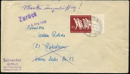 (21a) MARL (KR RECKLINGHAUSEN)1/ B 1955 (4.8.) 2K-Steg Auf EF 20 Pf. "10 Jahre Vertreibung" + Viol. 1L:  Z U R ü C K  +  - Other & Unclassified