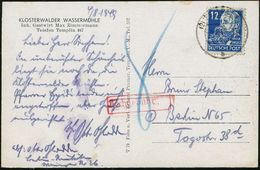 (2) TEMPLIN/ B 1949 (5.8.) 2K-Steg Auf EF 12 Pf. Engels, Nicht Anerkannt + Roter Ra.: Nachgebühr "8" Pf. (Burhop 13 I A) - Other & Unclassified