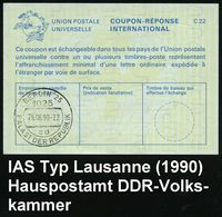 1025 BERLIN 25/ Cd/ PALAST DER REPUBLIK 1990 (25.6.) 1K = Hauspostamt DDR-Volkskammer Auf Int. Antwortschein (Typ "Lausa - Autres & Non Classés