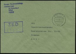 5010 ERFURT 1/ Zc 1990 (1.6.) 1K + Viol. Ra.: Z K D + Abs.-5L: Konsum-Fleischverarbeitungs-/kombinat.. , Später ZKD-Fern - Other & Unclassified