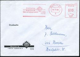 1 BERLIN 62/ Briefmarken/ MATHIS/ AUKTION.. 1969 (14.5.) Seltener AFS = Brandenbg. Tor , Motivgl. Firmenbf., Selten!  (D - Monumenti