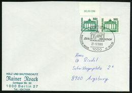 1000 BERLIN 12/ BERLIN MARATHON.. 1990 (27.9.) SSt = Brandenbg. Tor Auf 2x VGO 50 Pf. Brandenbg.Tor (1x Oberrand Mi.3346 - Monumentos