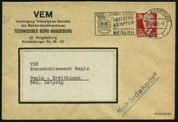 (19b) MAGDEBURG/ D/ BPA 7/ FDJ/ DEUTSCHLANDTREFFEN DER JUGEND.. 1950 (Mai) MWSt = Brandenbg. Tor (u. FDJ-Flagge) Klar Ge - Denkmäler