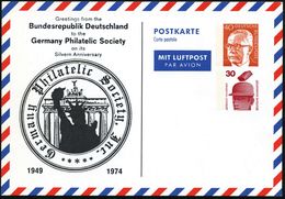 B.R.D. 1974 Flp.-PP 40 Pf. Heinemann + 30 Pf. Unfall: German Philatelic Soc. (25 Jahre BRD = Liberty-Statue Vor Brandenb - Monuments