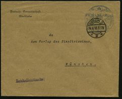 BERLIN C/ D 2 K 1918 (14.8.) 1K-Steg + Blauer Siegel-HdN: Auswärtiges Amt Deutsches Reich (Adler) + 1L: Reichsdienstsach - Altri & Non Classificati