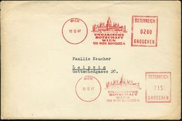 ÖSTERREICH 1967 (15.12.) AFS: WIEN/UNGARISCHE/BOTSCHAFT/WIEN.. 0200 Gr. + 0150 Gr. = 2 Abdrucke! (ungar. Parlament) Rs.  - Sonstige & Ohne Zuordnung