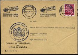 (22a) DÜSSELDORF 1/ DRUPA../ INT.MESSE/ DRUCK U.PAPIER 1954 (28.4.) BdMWSt Auf EF 20 Pf. Heuss  O H N E  2 Pf. NoB + Vio - Non Classés