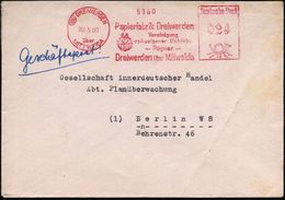 (10b) DREIWERDEN/ über/ MITTWEIDA/ Papierfabrik Dreiwerden/ VEB.. 1950 (20.5.) Seltener AFS-Typ = PSt.I , (Eckbugspur) F - Ohne Zuordnung