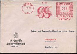 BERLIN SW/ 11/ GG/ G.GROTE/ VERLAG 1938 (2.7.) Dekorat. AFS = 2 Buchleser In Der Mode Des Biedermeier , Firmen-Bf.: G. G - Zonder Classificatie