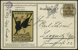 LEIPZIG/ WELT-AUSSTELLUNG/ Für BUCHGEWERBE/ Und/ GRAPHIK 1914 (16.10.) MWSt = Nackter Mann Auf Vogel Greif (Ausstellungs - Non Classificati