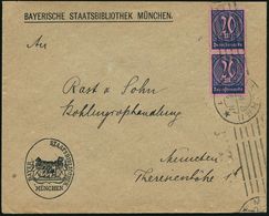 München 1923 (26.4.) Aptierter Dienst-Bf.: BAYER. STAATSBIBLIOTHEK ("KÖNIGL." + Krone Entfernt!) Paar 20 Mk. Dienst, Ort - Zonder Classificatie