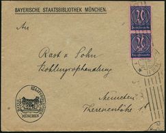 München 1923 (26.4.) Aptierter Dienst-Bf.: BAYER. STAATSBIBLIOTHEK ("KÖNIGL." + Krone Entfernt!) Paar 20 Mk. Dienst, Ort - Unclassified