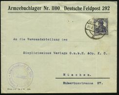 DEUTSCHES REICH 1918 (24.8.) 1K-Brücke: Deutsche Feldpost/a = Tarnstempel Auf EF 15 Pf. Germania (Mi.101 EF) Dienst-Bf.: - Non Classificati