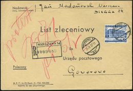 POLEN 1937 (24.4.) 55 Gr. Raczynski-Bibliothek Posen, EF , Klar Gest. + Paginier-R-Stempel: WARSZAWA 1d, Inl.-R-Bf.  (Mi - Zonder Classificatie