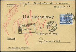POLEN 1937 (24.4.) 55 Gr. Raczynski-Bibliothek Posen, EF , Klar Gest. + Paginier-R-Stempel: WARSZAWA 1d, Inl.-R-Bf.  (Mi - Ohne Zuordnung