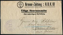 DEUTSCHES REICH 1916 (ca.) Zeitungs-Strefband: Armee-Zeitung A.O.K. 10 + Viol. 2K-HdN: Zeitung Der 10. Armee/A.O.K. 10.  - Zonder Classificatie