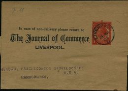 GROSSBRITANNIEN 1922 (14.3.) Privat-Zeitungs-Sb "George V." 1 D. ,rot: The Journal Of Commerce LIVERPOOL , 1K: LIVERPOOL - Ohne Zuordnung