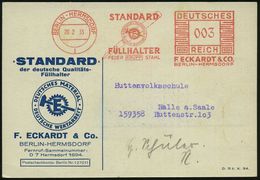 BERLIN-HERMSDORF/ 1/ STANDARD/ FÜLLHALTER/ FEDER KRUPP STAHL/ F.ECKARDT & CO 1935 (20.2.) AFS = Füllhalter (u. Logo) Mot - Non Classés