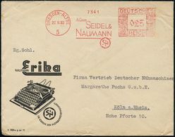 DRESDEN-ALTST./ 5/ ..SEIDEL &/ NAUMANN/ S&N 1932 (23.8.) AFS "Mäanderrechteck" 025 Pf. Auf Reklame-Bf: Schreibmaschine " - Non Classés