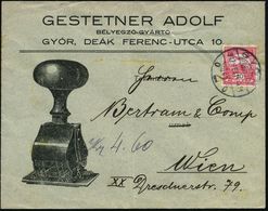 UNGARN 1912 (Feb.) Reklame-Bf.: ADOLF GESTETNER.. GYÖR = Paginier-Stempel (Bf Schwache Falte) 1K-Steg: GYÖR, Ausl.-Bf. N - Zonder Classificatie