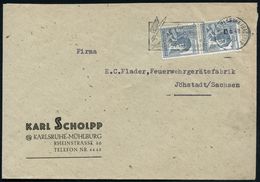 (17a) KARLSRUHE (BADEN)2/ S/ Dt./ Stenographentag 1948 (15.6.) MWSt Teils In Steno (Logo: Geflügelte Feder) Firmen-Bf. ( - Ohne Zuordnung