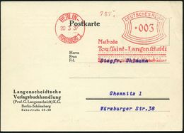 BERLIN-/ SCHÖNEBERG1/ Methode/ Toussaint-Langenscheidt/ Sprachunterrichtsbriefe Wörterbücher 1937 (20.3.) Seltene AFS-Ty - Autres & Non Classés
