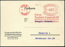 BERLIN-/ SCHÖNEBERG1/ Methode/ Toussaint-Langenscheidt/ Sprachunterrichtsbriefe Wörterbücher 1937 (20.3.) Seltene AFS-Ty - Other & Unclassified